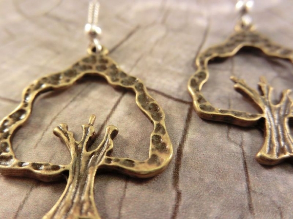 Baum Ohrringe Vintage Optik tree wood Wald